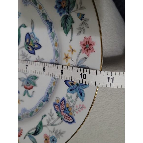 Andrea by Sadek Japan Cake Plate and Server Floral Gold Trim Modern Blue Serving - Picture 9 of 9